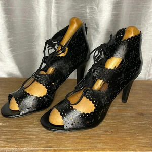 CP Chloe Women’s 9M Black Lace Up Hollow Out Heels